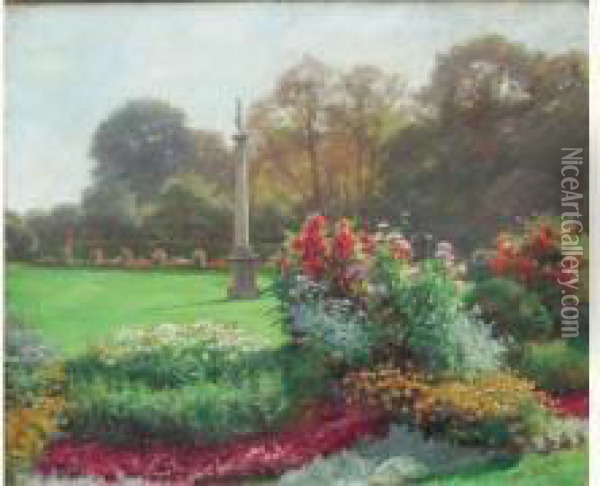 Vue De Jardin Oil Painting - Jules Girardet
