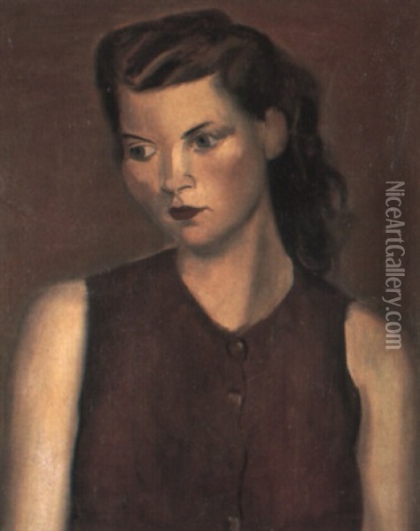Girl With The Flowing Hair Oil Painting - Bernard Meninsky