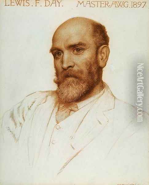 Lewis Foreman Day 1845-1910 designer Master of the Art Workers Guild in 1897 Oil Painting - Edward Robert Hughes