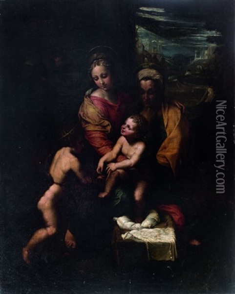 La Vierge A L'enfant Et Sainte Anne Et Saint Jean-baptiste Oil Painting - Giulio Romano