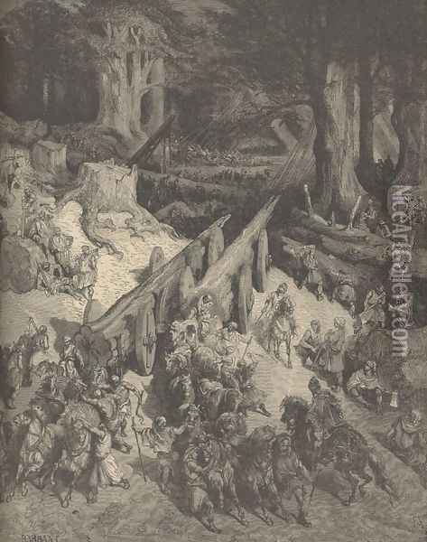 The Cedars Destined For The Temple Oil Painting - Gustave Dore