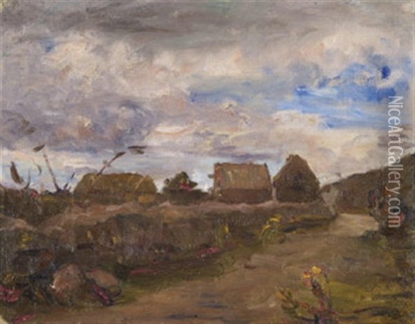 Cottages, Co. Kerry Oil Painting - Sarah Henrietta Purser