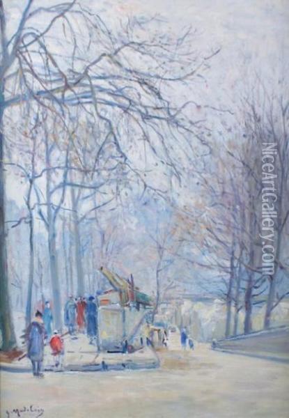 Paris, Les Quais, Les Bouquinistes Oil Painting - Gustave Madelain