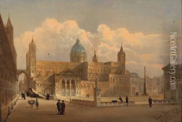 Blick Auf Die Kathedrale Vonpalermo Oil Painting - Karl Kaufmann