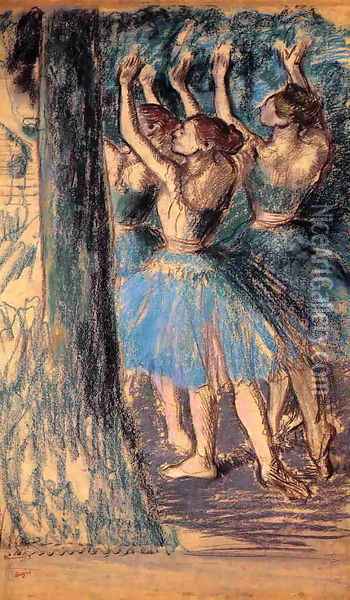Group of Dancers, Tree Decor Oil Painting - Edgar Degas