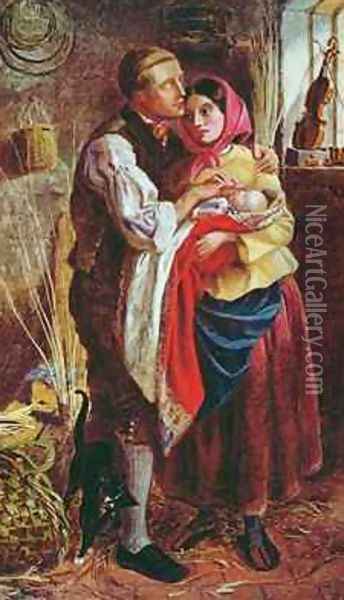 The Blind Basket Maker with his First Child Oil Painting - Michael Frederick Halliday