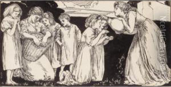Study Of Children Eating And Drinking Oil Painting - Robert Anning Bell