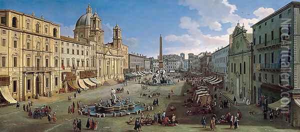 Piazza Navona, Roma Oil Painting - Caspar Andriaans Van Wittel