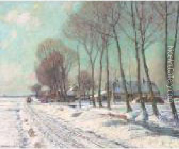 Snow Clad Fields In Morning Light Oil Painting - George Gardner Symons