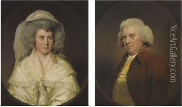 Portrait Of Hugh Wood, Of Swanwick Hall, Derbyshire; And Portraitof Mary Wood, His Wife Oil Painting - Josepf Wright Of Derby
