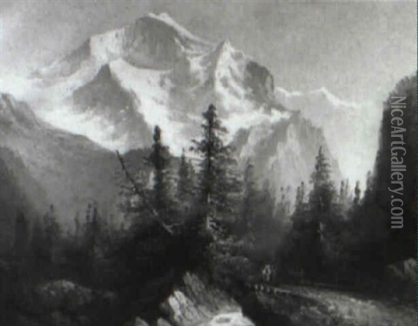 Blick Auf Das Jungfraumassiv Oil Painting - Hubert Sattler