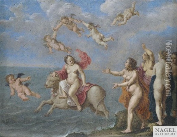 Der Raub Der Europa Oil Painting - Cornelis Van Poelenburgh