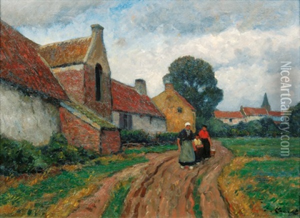 Flemish Village Oil Painting - Eugen Kampf