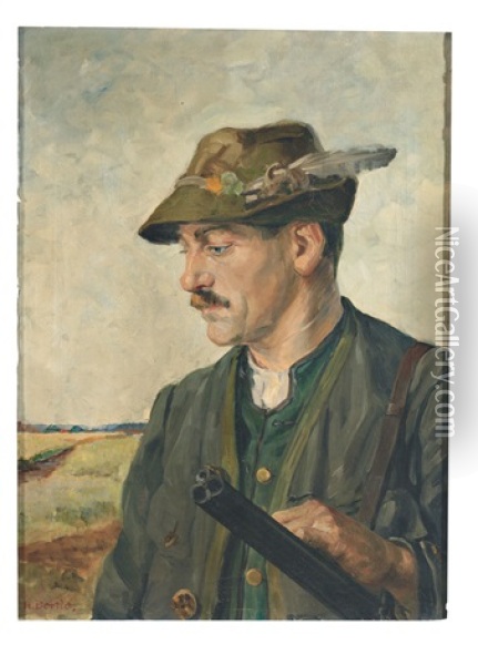 Portrait Eines Jungen Jagers Oil Painting - Hans Bertle