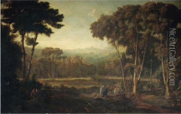 An Extensive Italianate Landscape Oil Painting - William Leighton Leitch
