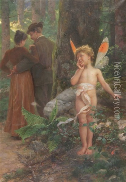 Liebesgluck Durch Amors Pfeil Oil Painting - Paul Hermann Wagner