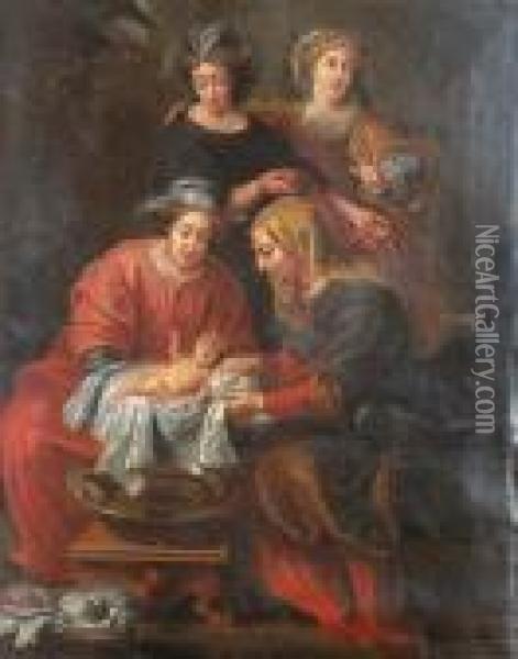 El Nacimiento De La Virgen Oil Painting - Willem Van Herp