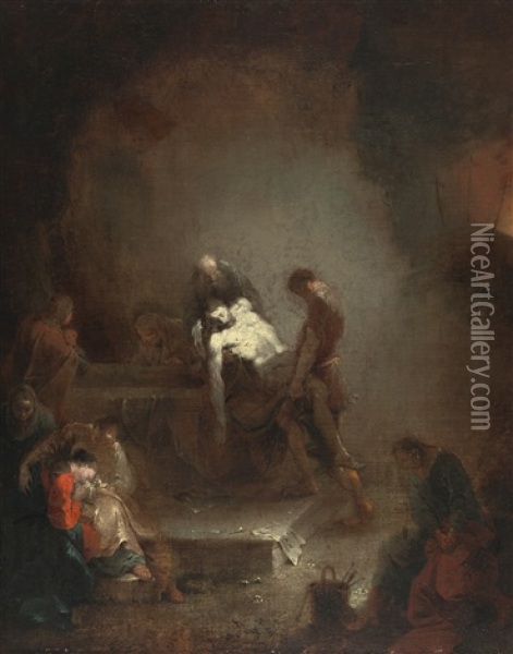 Grablegung Christi Oil Painting - Januarius Johann Rasso Zick