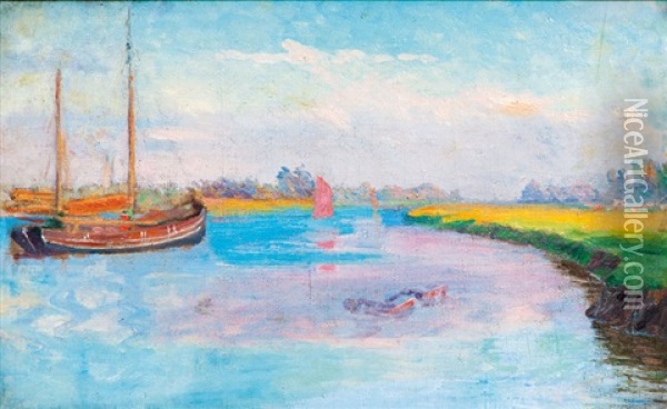 Boote Auf Der Este Oil Painting - Arthur Siebelist