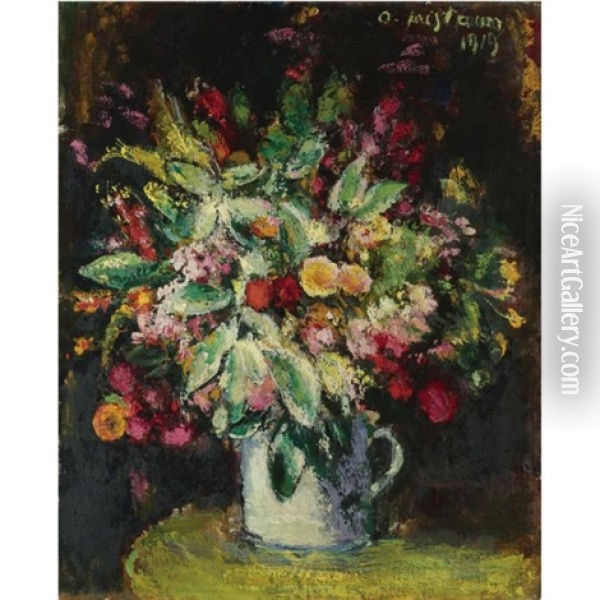Blumen Stillleben-still Life With Flowers Oil Painting - Anton Faistauer