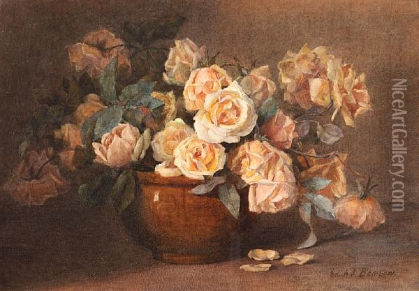 Still-life Of Roses Oil Painting - Edith Isabel Barrow