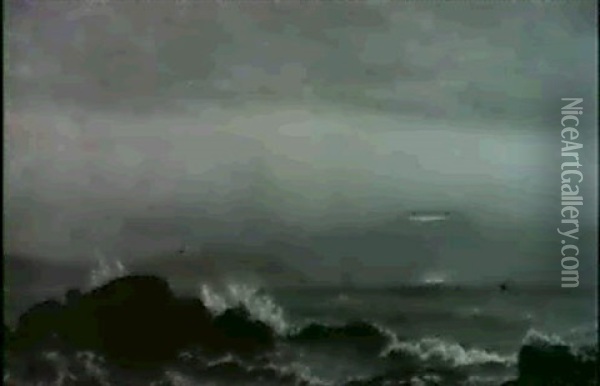 Coastal View At Dusk Oil Painting - Archibald Cary Smith