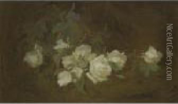 Cream Roses Oil Painting - James Stuart Park
