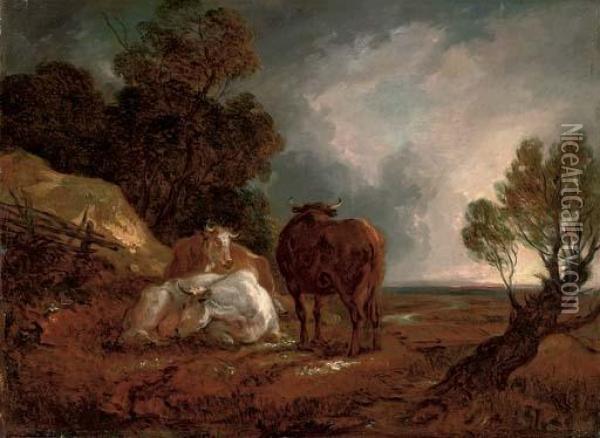 A Wooded Landscape With Cattle Oil Painting - Thomas Barker of Bath