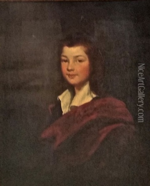 Portrait Of A Young Man In A White Blouse With Red Blanket