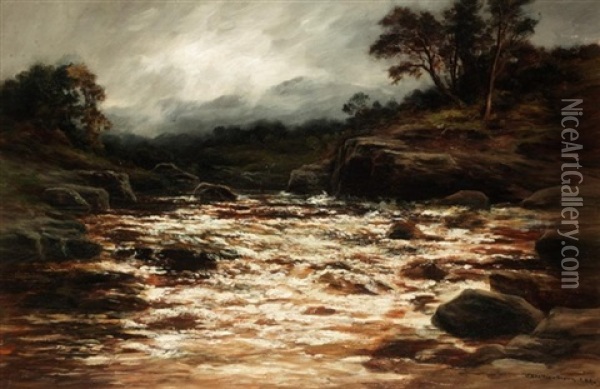 A Perthshire River View Oil Painting - William Beattie-Brown