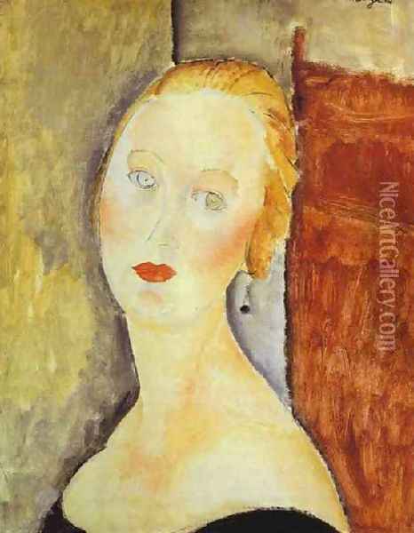 A Blond Woman Portrait Of Germaine Survage Oil Painting - Amedeo Modigliani