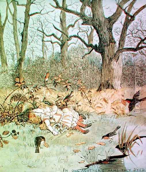 Babes in the Wood Oil Painting - Randolph Caldecott
