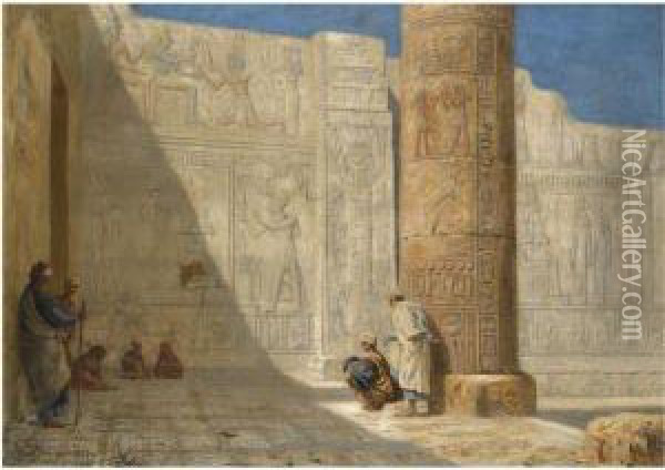 The Temple Of Seti I, Abydos Oil Painting - Ernst Carl Eugen Koerner