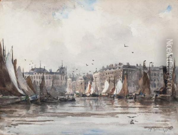 Port En Hollande Oil Painting - Johann Hendrik Van Mastenbroek