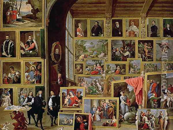 The Picture Gallery of Archduke Leopold Wilhelm 1614-62 in Brussels Oil Painting - David The Younger Teniers