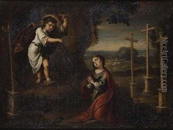Nino De Pasion Apareciendose A Maria Magdalena Oil Painting - Cornelis Iii Schut