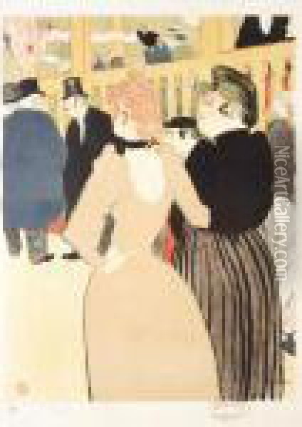 Au Moulin Rouge, La Goulue Et Sa Soeur (w.1; D.11; A.2) Oil Painting - Henri De Toulouse-Lautrec