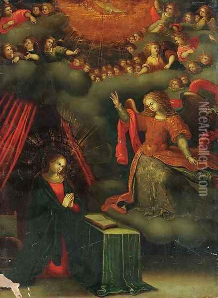 The Annunciation Oil Painting - Spanish Colonial School