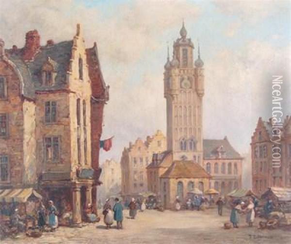 Bergues, North France; Domfront, Normandy Oil Painting - Thomas Edward Francis