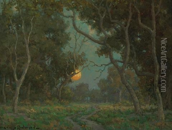 Early Moon Oil Painting - Granville S. Redmond