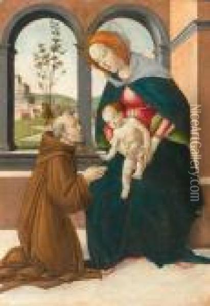Madonna And Child With Saint Giovanni Gualberto Oil Painting - Sandro Botticelli