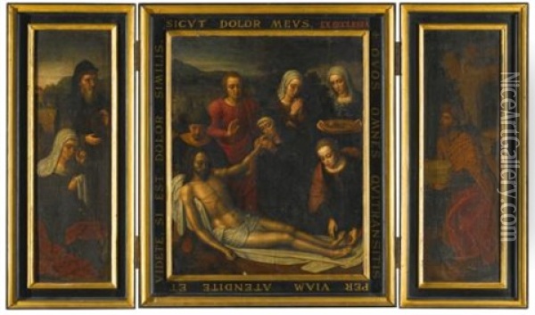 Triptych With The Lamentation Oil Painting - Ambrosius Benson