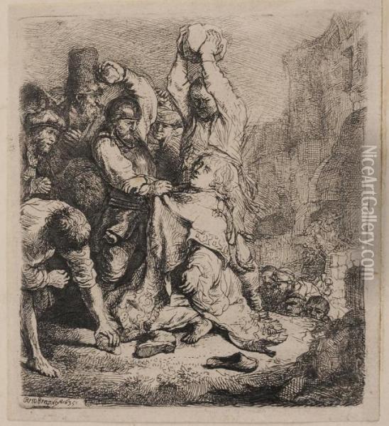 The Stoning Of Stephen Oil Painting - Rembrandt Van Rijn