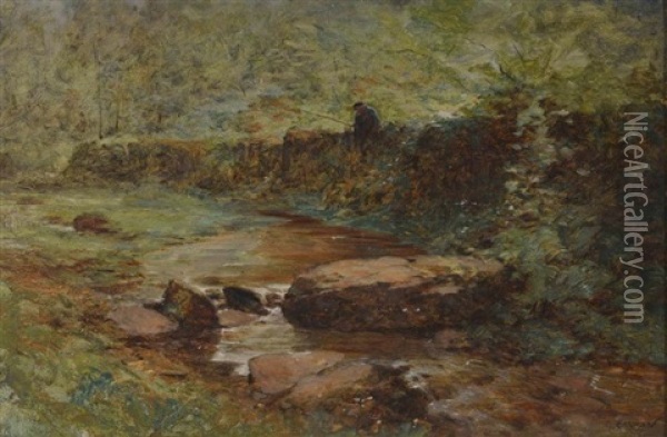 Paysage Au Pecheur Oil Painting - Gustave Eugene Castan