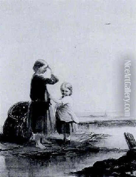 Fisher Children - The Expected Return Oil Painting - Robinson Elliott