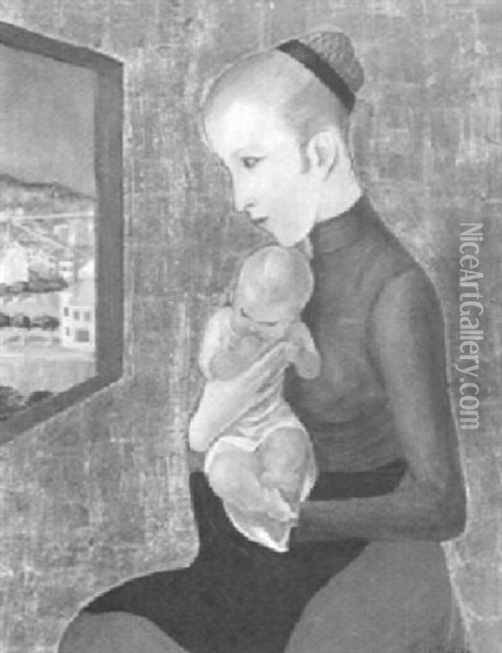 Mother And Child Oil Painting - Fritz Burmann