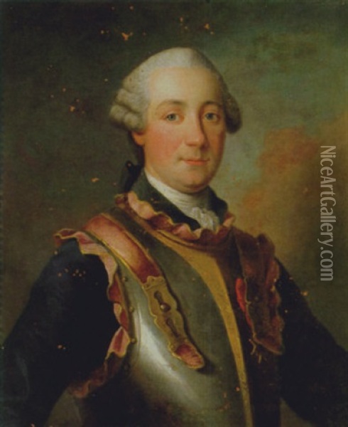 Portrait Of Francois Gratet, Marquis De D'olomien Oil Painting - Louis Michel van Loo
