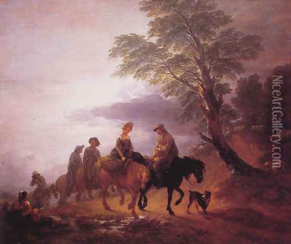 Peasants Going to Market in the Early Morning Oil Painting - Thomas Gainsborough