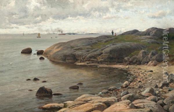 View From The Coast Oil Painting - Berndt Adolf Lindholm