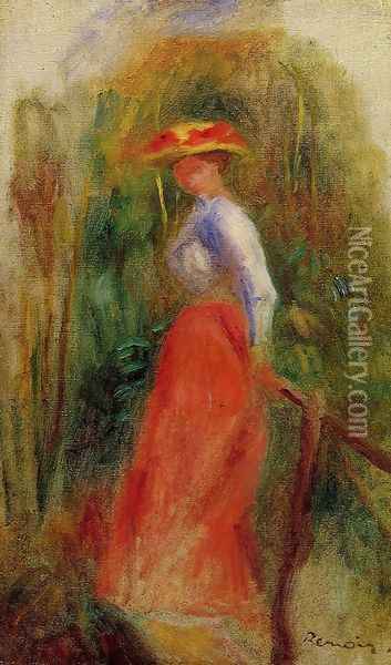 Woman In A Landscape2 Oil Painting - Pierre Auguste Renoir